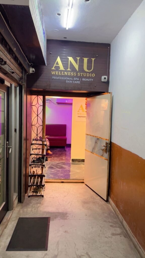 Entrance and Anu Wellness Studio signboard at the Ameerpet branch